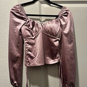 Satin Pink Ruched Top